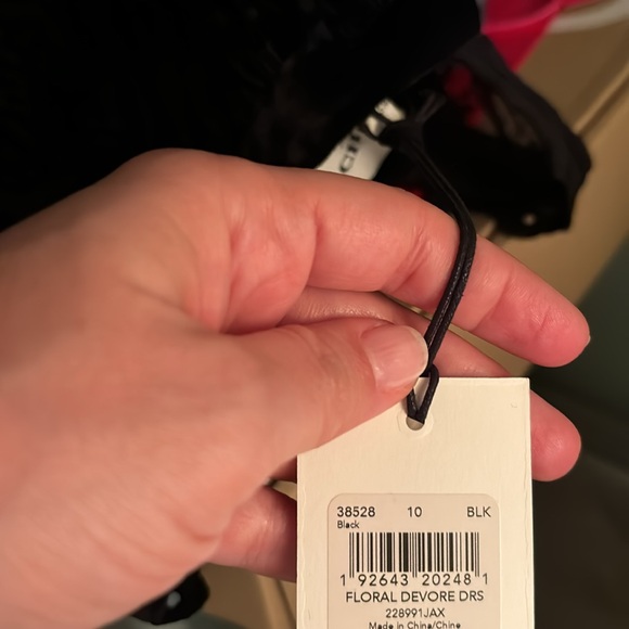 Coach Floral Devore Lace Ribbon Vintage Inspired V Neck Velvet Dress Size 10 - Picture 4 of 4